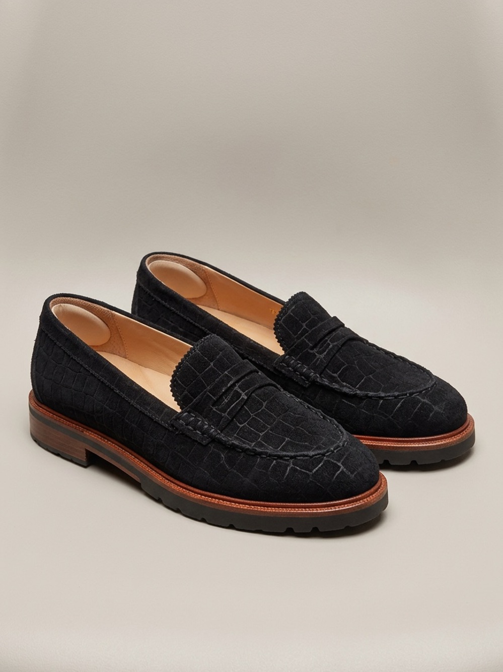 7.5 Luxury Suede Loafer Flat Textured Vamp Memory Foam Croc Animal Print Office
